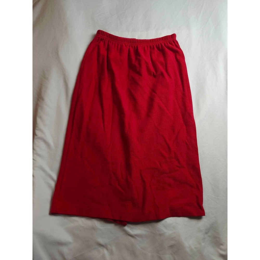 Vtg 80s 90s Bobbie Brooks Midi Skirt M Red Classic Office Minimalist Cottagecore